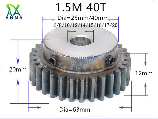 1.5M 40T 1.5 mod gear rack 40teeth Tooth quenching Spur Gear pinion bore 6-20mm spur gear precision 45 steel cnc pinion
1.5M 40T 1.5 mod gear rack 40teeth Tooth quenching Spur Gear pinion bore 6-20mm spur gear precision 45 steel cnc pinion