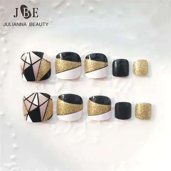 24pcs/set Foot Nail Fake Nail Tips Toe Square Geometry Printing Full Cover Acrylic Gold Glitter False Natural Tips With Glue
24pcs/set Foot Nail Fake Nail Tips Toe Square Geometry Printing Full Cover Acrylic Gold Glitter False Natural Tips With Glue