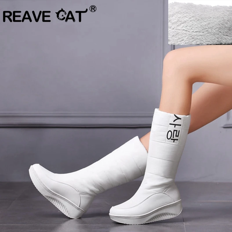 REAVE CAT 2020 New Platform Boots fur snow boots women super warm down pu leather wedges high boots female shoes woman A814
REAVE CAT 2020 New Platform Boots fur snow boots women super warm down pu leather wedges high boots female shoes woman A814