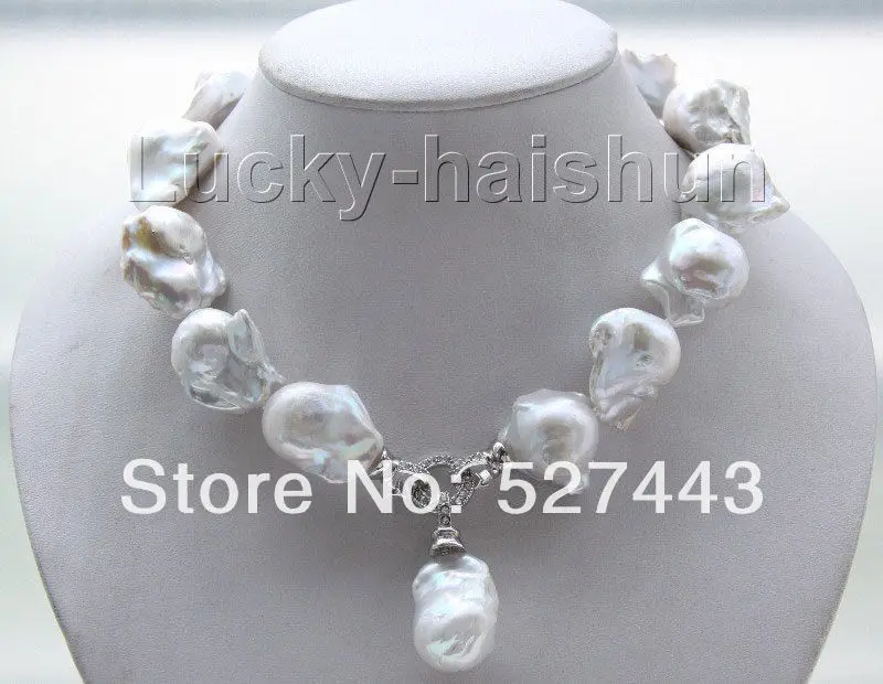 Wholesale free shipping >>luster 17" 28mm white Reborn keshi pearls necklace Platinum Plated clasp 
Wholesale free shipping >>luster 17" 28mm white Reborn keshi pearls necklace Platinum Plated clasp