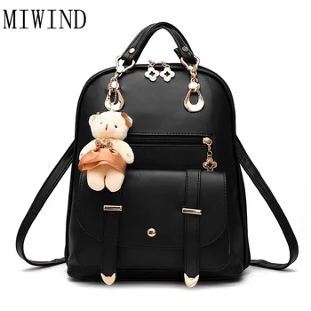 MIWIND Fashion Women Backpack High Quality PU Leather Mochila Escolar With Bear Pendant School Bags For Teenagers Girls TJY321
MIWIND Fashion Women Backpack High Quality PU Leather Mochila Escolar With Bear Pendant School Bags For Teenagers Girls TJY321
