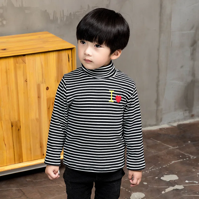 Children's Winter High Collar Striped Bottoming Shirt Boys Plus Velvet Embroidery Long-sleeved T-shirt Baby Thick Warm Clothing
Children's Winter High Collar Striped Bottoming Shirt Boys Plus Velvet Embroidery Long-sleeved T-shirt Baby Thick Warm Clothing