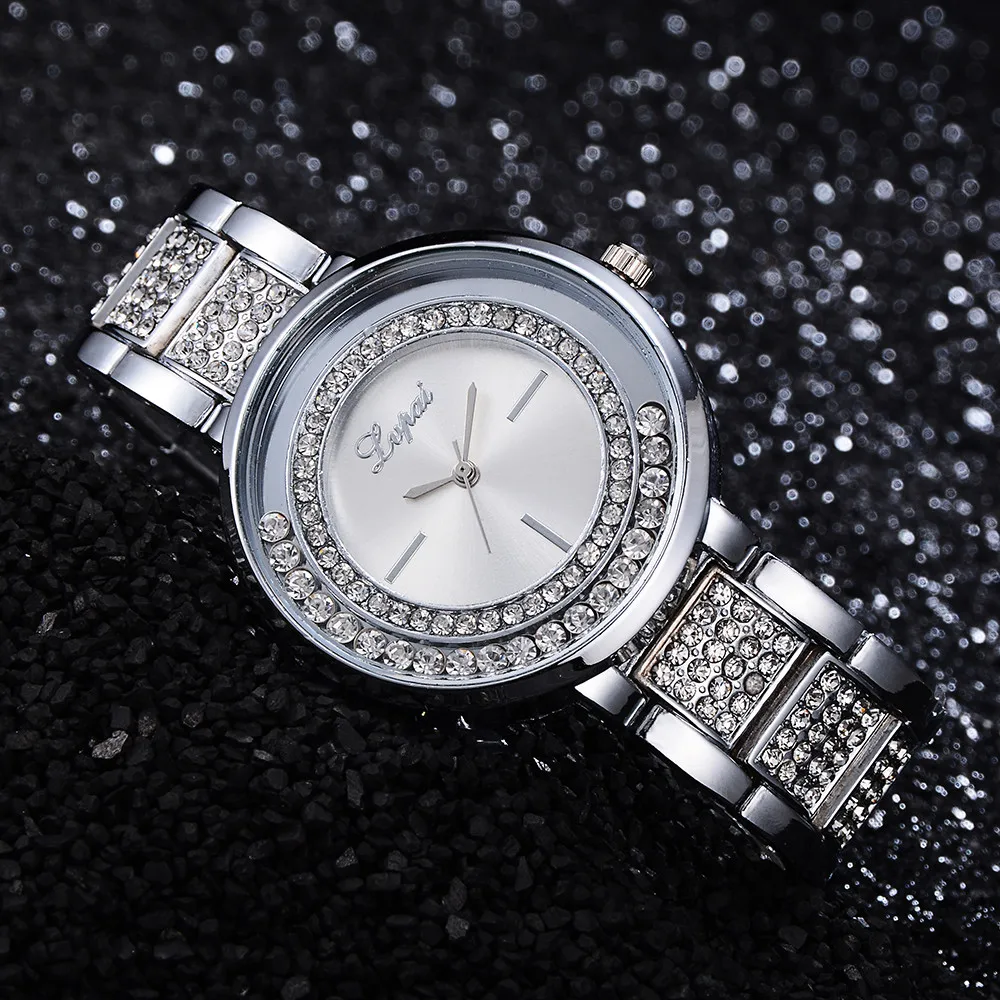 Women Dress Watches Geneva Stainless Steel Watch Women Unisex Rhinestone Luxury Casual Men Quartz Watch Relojes Mujer 233