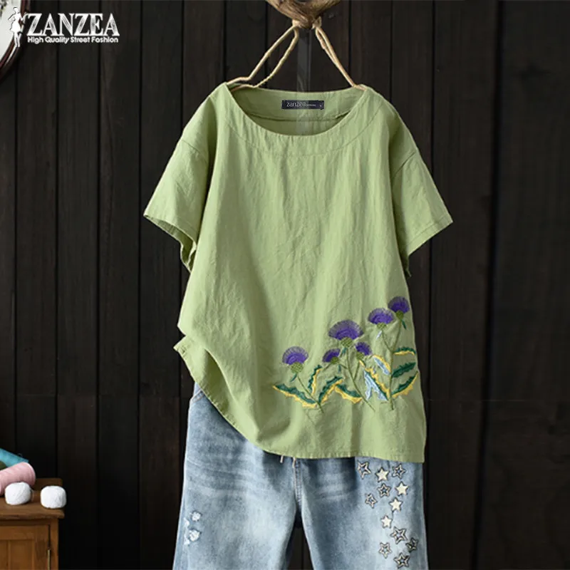 ZANZEA 2019 Embroidery Tops Women's Summer Blouse Casual Short Sleeve Tee Shirts Female O Neck Blusas Fashion Plus Size Tunic
ZANZEA 2019 Embroidery Tops Women's Summer Blouse Casual Short Sleeve Tee Shirts Female O Neck Blusas Fashion Plus Size Tunic