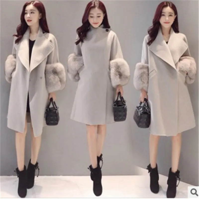 Faux Fur Sleeve Winter Warm Women Jacket Coat Wool Loose Cloak Outwear Coat For Female Clothes Woolen Casaco Feminino
Faux Fur Sleeve Winter Warm Women Jacket Coat Wool Loose Cloak Outwear Coat For Female Clothes Woolen Casaco Feminino