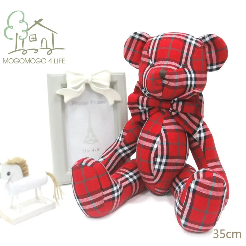 35cm Luxury hand-made Fashion doll High quality red or brown striped square pattern design teddy bear plush toys
35cm Luxury hand-made Fashion doll High quality red or brown striped square pattern design teddy bear plush toys