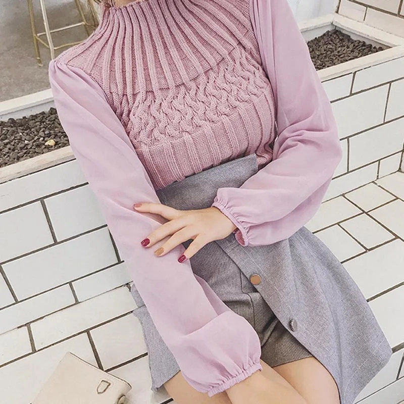Lace Shawl Knit Women Short Chiffon Long Sleeve tshirt Solid Color Turtleneck Thin Sexy T-shirt
Lace Shawl Knit Women Short Chiffon Long Sleeve tshirt Solid Color Turtleneck Thin Sexy T-shirt