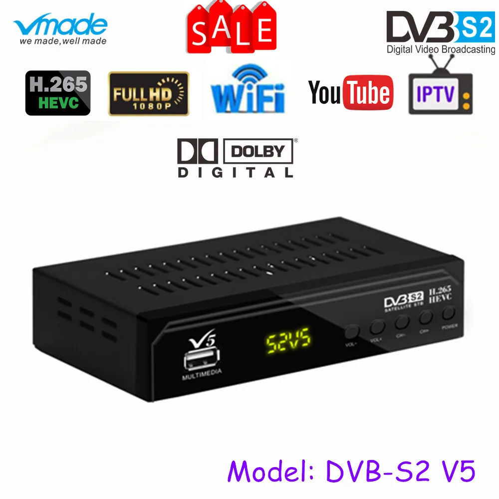 Vmade Fully HD 1080p Digital Satellite DVB S2 TV Receiver Tuner Support Dolby AC3 CCCAM YouTube Bisskey H.265 HEVC DVB S2 TV Box 
Vmade Fully HD 1080p Digital Satellite DVB S2 TV Receiver Tuner Support Dolby AC3 CCCAM YouTube Bisskey H.265 HEVC DVB S2 TV Box