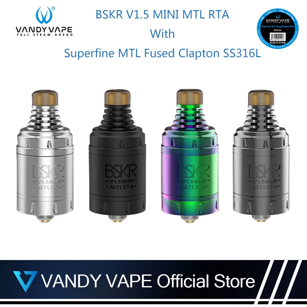 Оригинальный Vandy vape BSKR V1.5 Мини MTL RTA бак с сверхтонким плавленый Clapton SS316