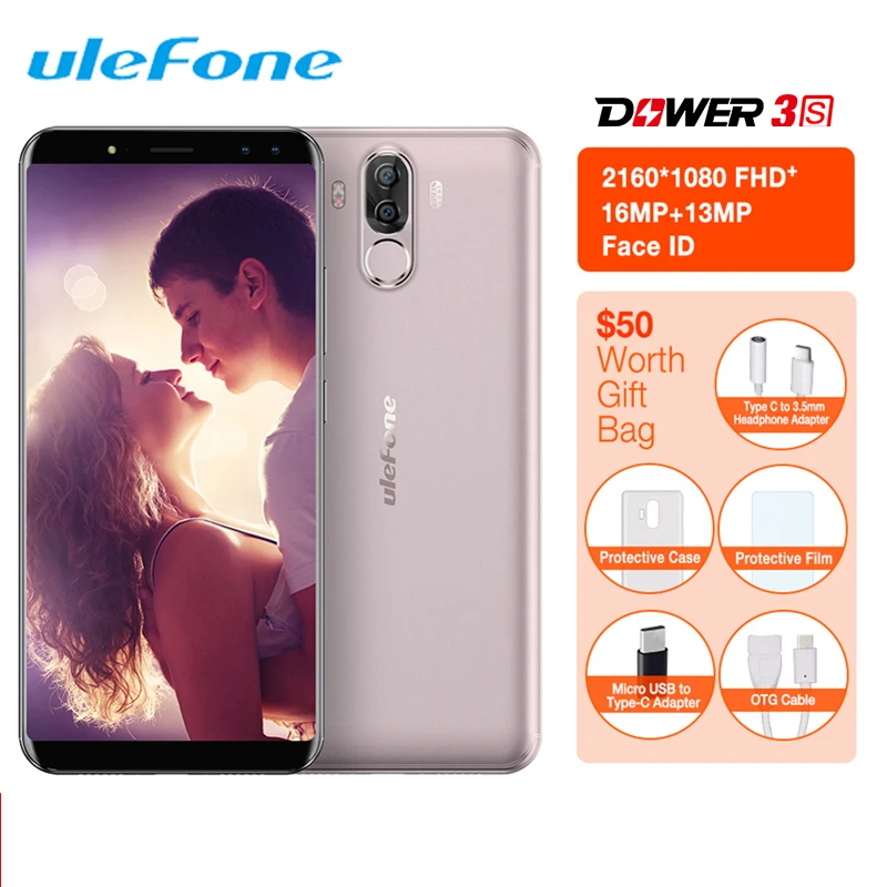 Ulefone Power 3S 6.0" 18:9 FHD+ Android 8.1 Mobile Phone MTK6763 Octa Core 4GB 64GB 16MP Camera 6350mAh Face ID 4G Smartphone
Ulefone Power 3S 6.0" 18:9 FHD+ Android 8.1 Mobile Phone MTK6763 Octa Core 4GB 64GB 16MP Camera 6350mAh Face ID 4G Smartphone