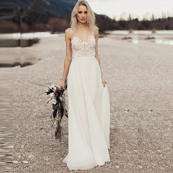 Beach Wedding Dress with Spaghetti Straps 2020 Vestido de noiva Chiffon Boho Bridal Dresses Sweep Train Backless
Beach Wedding Dress with Spaghetti Straps 2020 Vestido de noiva Chiffon Boho Bridal Dresses Sweep Train Backless