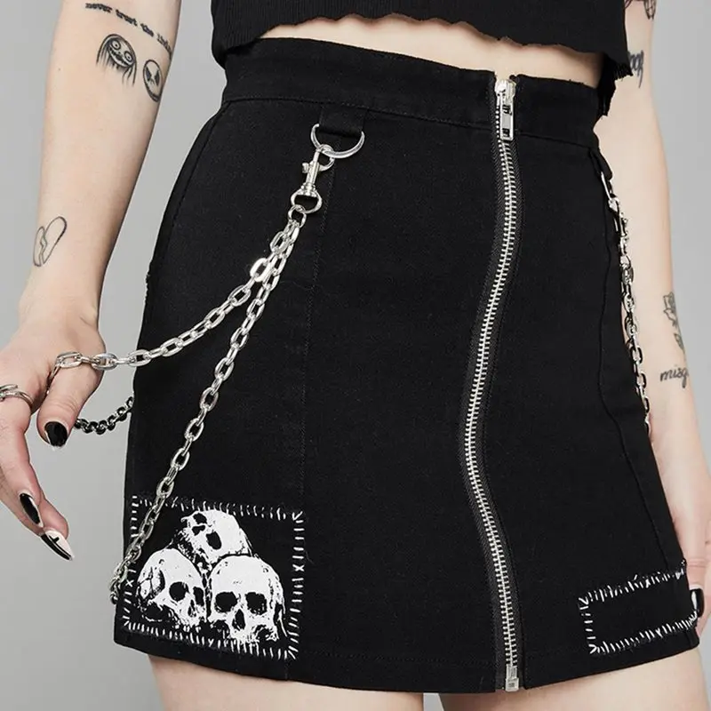 Summer Punk Sexy Club Gothic Black Hip Hop Mini Skirts Womens Skull Print Harajuku Streetwear Chic Female Fashion Goth Skirts
Summer Punk Sexy Club Gothic Black Hip Hop Mini Skirts Womens Skull Print Harajuku Streetwear Chic Female Fashion Goth Skirts