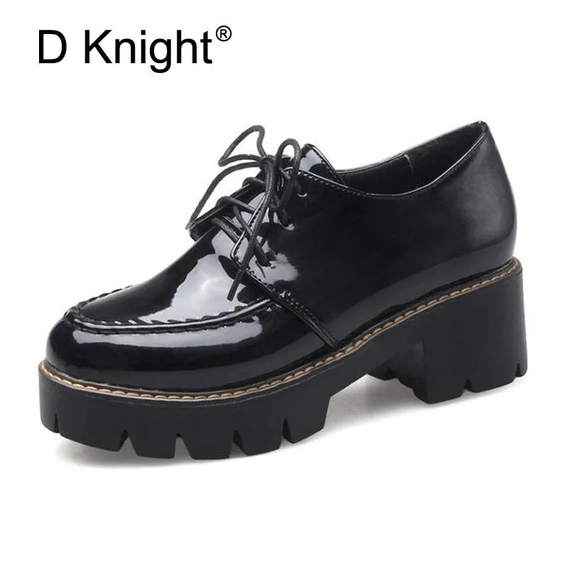 D Knight Patent Leather Platform Oxfords Shoes Woman High Square Heels Pumps Shoes Fashion Office Casual Oxford Shoes For Women
D Knight Patent Leather Platform Oxfords Shoes Woman High Square Heels Pumps Shoes Fashion Office Casual Oxford Shoes For Women