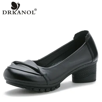 DRKANOL Women High Heels Shoes Quality Genuine Leather Thick Heel Shoes Ladies Pumps Shallow Round Toe Slip-on Women Shoes H5802
DRKANOL Women High Heels Shoes Quality Genuine Leather Thick Heel Shoes Ladies Pumps Shallow Round Toe Slip-on Women Shoes H5802