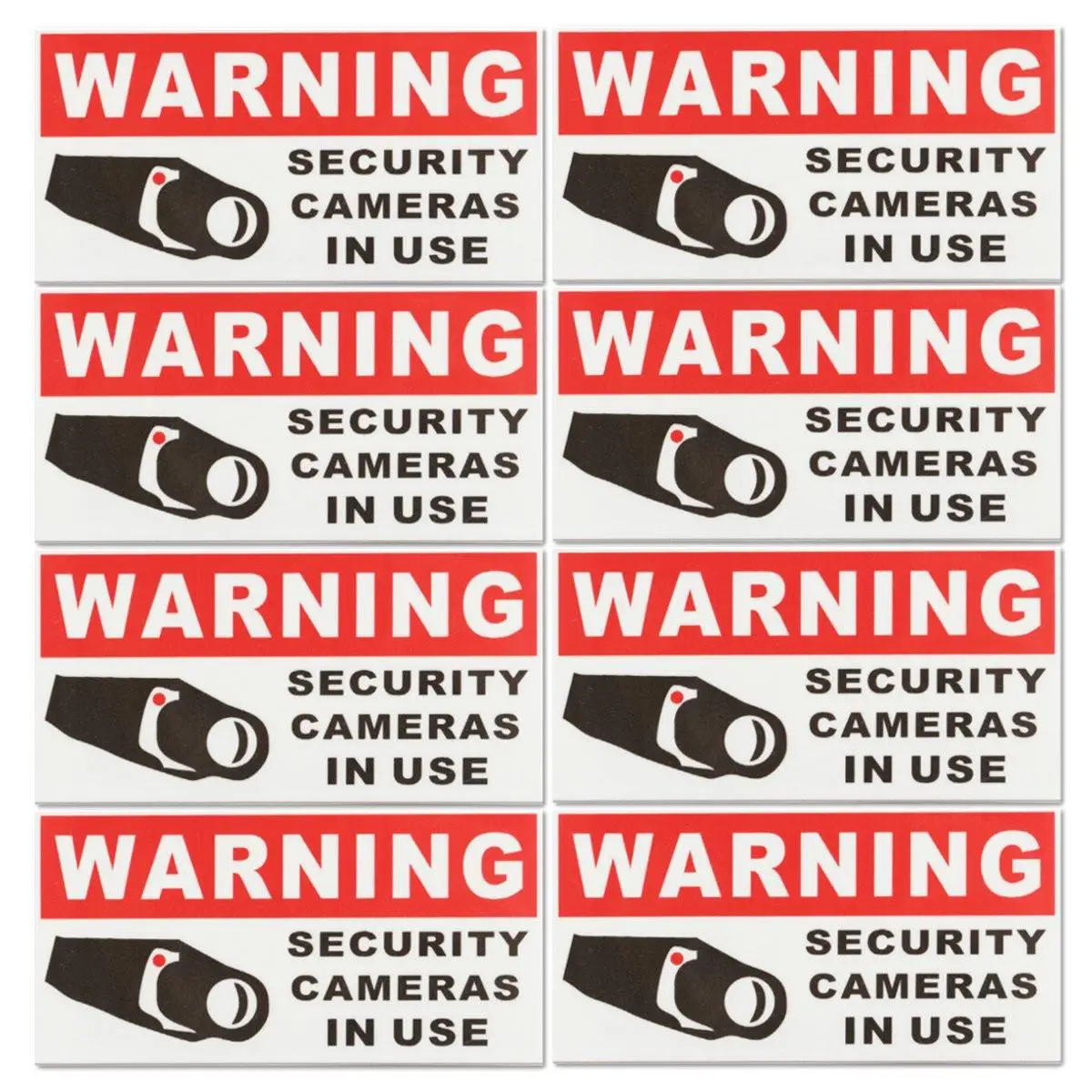 8Pcs SECURITY CAMERA IN USE Waterproof Self-adhensive Warning Stickers Safety Signs Decal
8Pcs SECURITY CAMERA IN USE Waterproof Self-adhensive Warning Stickers Safety Signs Decal