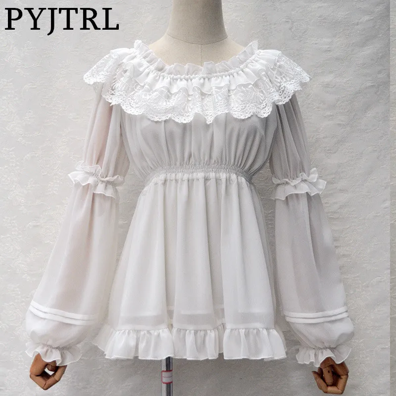PYJTRL 2017 Elegant Women Long Sleeve Chiffon Shirt Spring Autumn Sweet Lolita Lace Ruffles Round Neck Blouse Tops
PYJTRL 2017 Elegant Women Long Sleeve Chiffon Shirt Spring Autumn Sweet Lolita Lace Ruffles Round Neck Blouse Tops