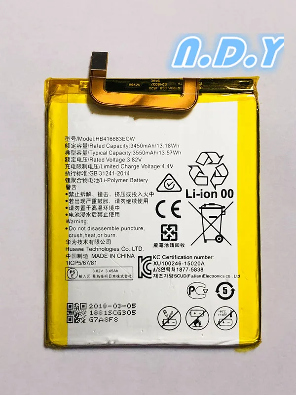 3550mAh HB416683ECW Battery For Huawei Google Nexus 6P 6 plus H1511 H1512 come with battery sticker
3550mAh HB416683ECW Battery For Huawei Google Nexus 6P 6 plus H1511 H1512 come with battery sticker