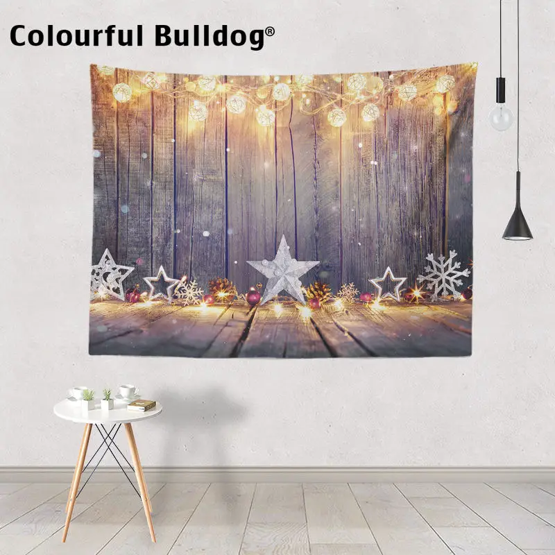 

New Year Christmas Decor Painting Tapestry Ball Santa Claus Animal Wall Hanging Elk Sled Star Light Winter Bedspreads Forest