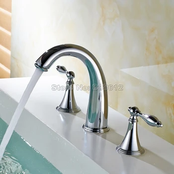 Polished Chrome Brass Bathroom Widespread Tap Deck Mount Basin / Sink / Bathtub Faucets Dual Handle Cold & Hot Water Taps Wnf433
Polished Chrome Brass Bathroom Widespread Tap Deck Mount Basin / Sink / Bathtub Faucets Dual Handle Cold & Hot Water Taps Wnf433