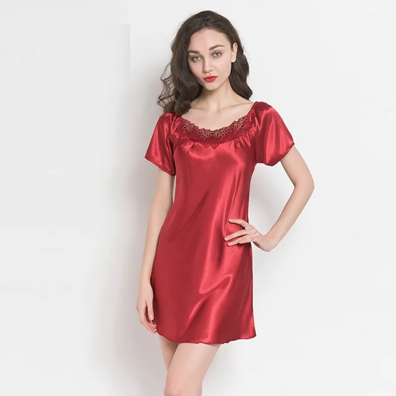Ladies Silk Nightgown Girls Sexy Silk Sleepdress Short Sleeve Sexy Nightwear Sexy Sleepwear Soft Homedress Nightdress B-5311
Ladies Silk Nightgown Girls Sexy Silk Sleepdress Short Sleeve Sexy Nightwear Sexy Sleepwear Soft Homedress Nightdress B-5311