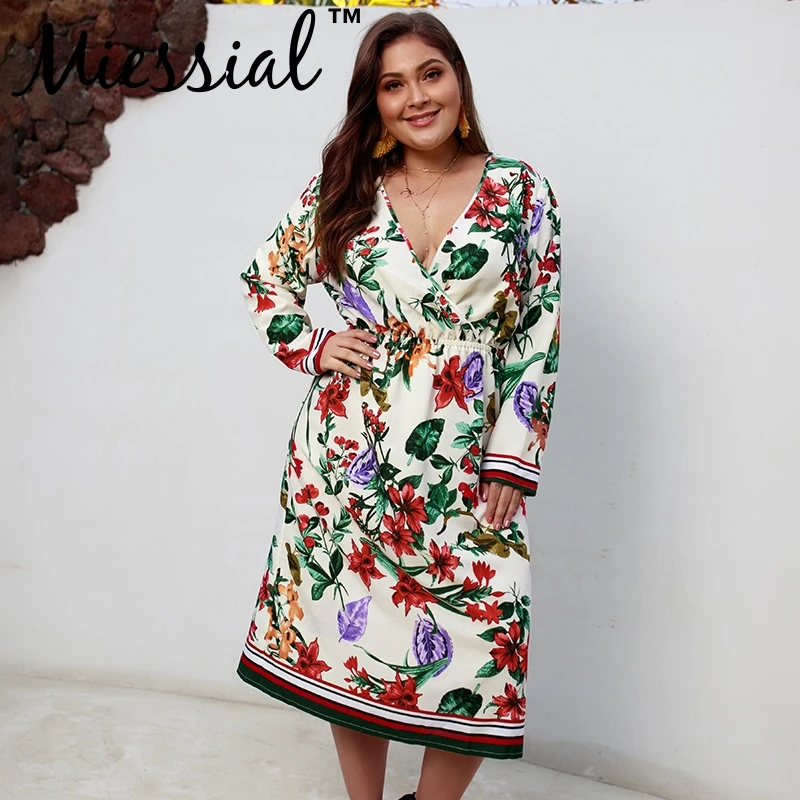 Miessial Black deep v-neck floral print dresses for Women long sleeve boho holiday dress Female winter plus size beachwear dress
Miessial Black deep v-neck floral print dresses for Women long sleeve boho holiday dress Female winter plus size beachwear dress