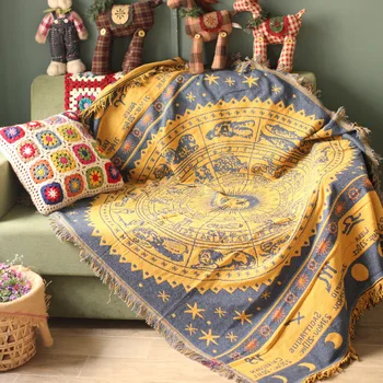High Quality Europe Constellations Pattern 100% Cotton Knitted Tassel Blankets Multifunctional Bed Retro Winter Sofa Towel Cover
High Quality Europe Constellations Pattern 100% Cotton Knitted Tassel Blankets Multifunctional Bed Retro Winter Sofa Towel Cover