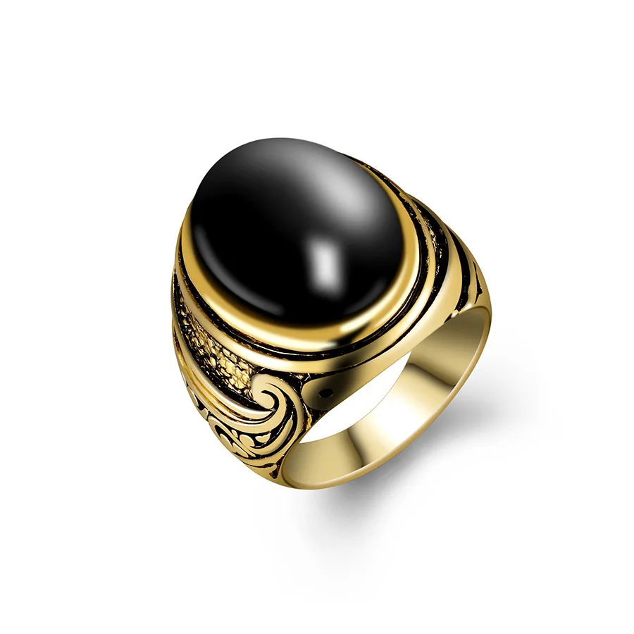 High Quality Antique Ring Men Christmas New Black Square Enamel Rings Fine Jewelry birthday for men gift 31068 | Украшения и