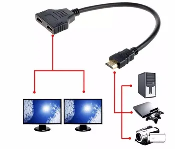 30CM V1.4 HDMI Male to 2 Port Dual Female 1x2 HDMI Cable Adapter Splitter HUB Support 1080P For HDTV DVD Player LCD Monitor
30CM V1.4 HDMI Male to 2 Port Dual Female 1x2 HDMI Cable Adapter Splitter HUB Support 1080P For HDTV DVD Player LCD Monitor