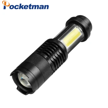 

3800LM XML-Q5+COB LED Flashlight Portable Mini ZOOM Torch Tactical flashlight Use AA 14500 Battery Waterproof Lighting lantern