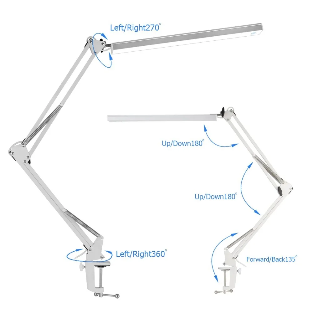 LED Architect Desk Lamp/Clamp Lamp - Metal Swing Arm Task Lamp Touch Control,White
LED Architect Desk Lamp/Clamp Lamp - Metal Swing Arm Task Lamp Touch Control,White