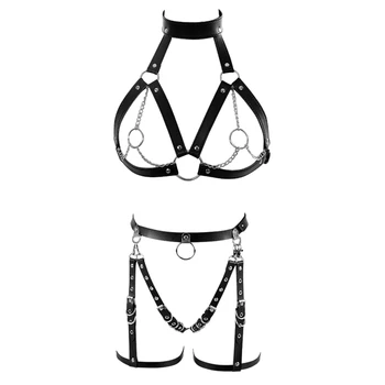 Leather Body Harness Set Plus Size Lingerie Punk Rock Metal Black Leather Breast Chain Top Cage Full Body Bondage Garter Belt
Leather Body Harness Set Plus Size Lingerie Punk Rock Metal Black Leather Breast Chain Top Cage Full Body Bondage Garter Belt