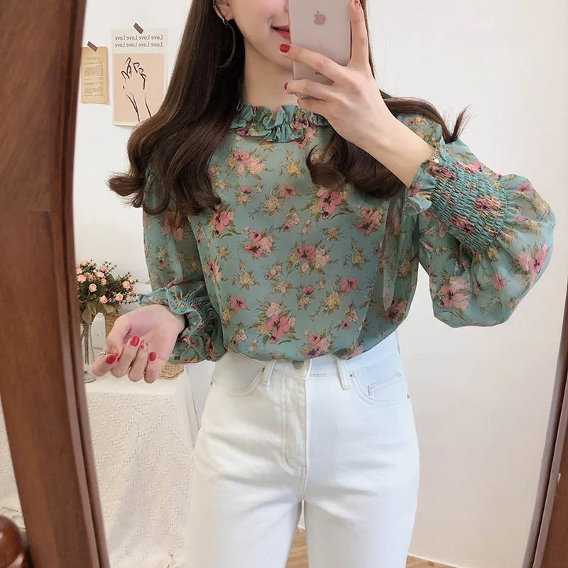 Vintage O-neck Ruffle Floral Print Women Blouses Shirts Chic Lantern Sleeve Loose Female Shirts Tops Casual Tops femininas 2019
Vintage O-neck Ruffle Floral Print Women Blouses Shirts Chic Lantern Sleeve Loose Female Shirts Tops Casual Tops femininas 2019