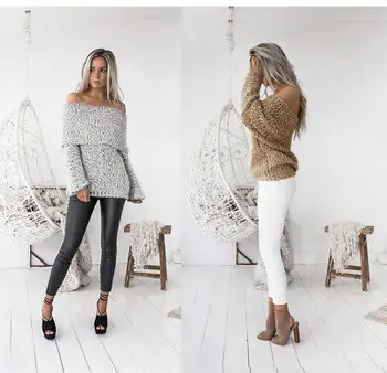 2017 Fashion Women Off Shoulder Long Sleeve Knitted Solid Sweater Loose Knitwear Women Sexy Warm Sweater
2017 Fashion Women Off Shoulder Long Sleeve Knitted Solid Sweater Loose Knitwear Women Sexy Warm Sweater