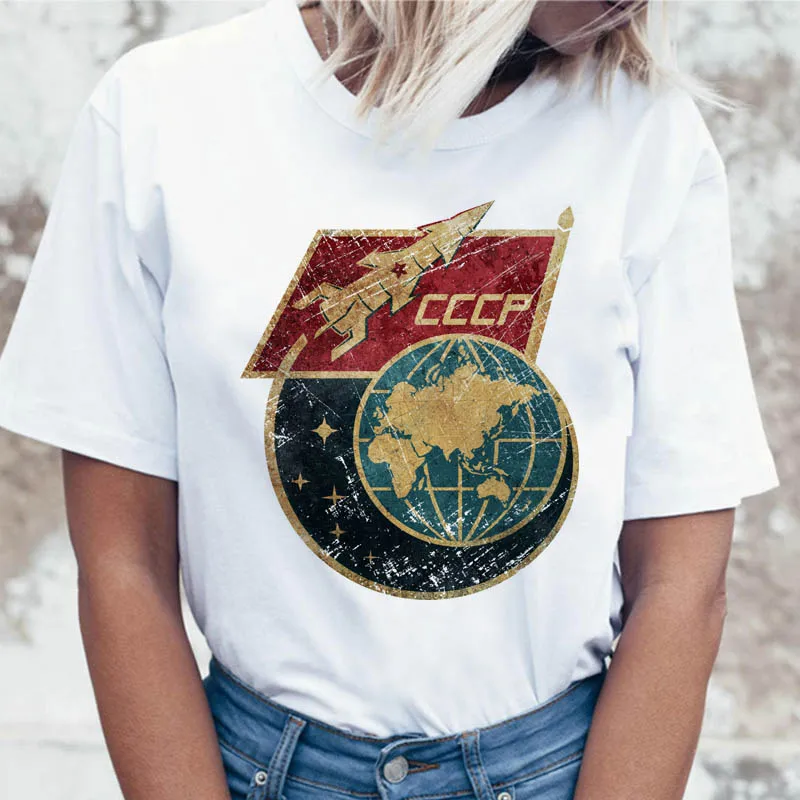 Футболка с флагом Cccp забавная футболка изображением космоса ракеты Корейская в