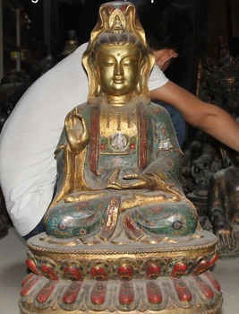 26" Cloisonne Purple Bronze Gold Gild Kwan-yin Guanyin Quanyin Lotus Statue 02017 
26" Cloisonne Purple Bronze Gold Gild Kwan-yin Guanyin Quanyin Lotus Statue 02017