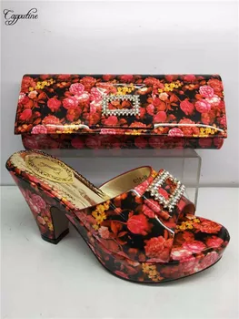 Nice flower print African high heel pump shoes and purse bag set for lady GY18 heel height 8cm
Nice flower print African high heel pump shoes and purse bag set for lady GY18 heel height 8cm