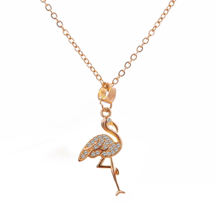 Hot Sell Gold silver Color Flamingo Pendant chain necklace with High Quality Cubic Zircon chain necklace For Women Birthday Gif
Hot Sell Gold silver Color Flamingo Pendant chain necklace with High Quality Cubic Zircon chain necklace For Women Birthday Gif