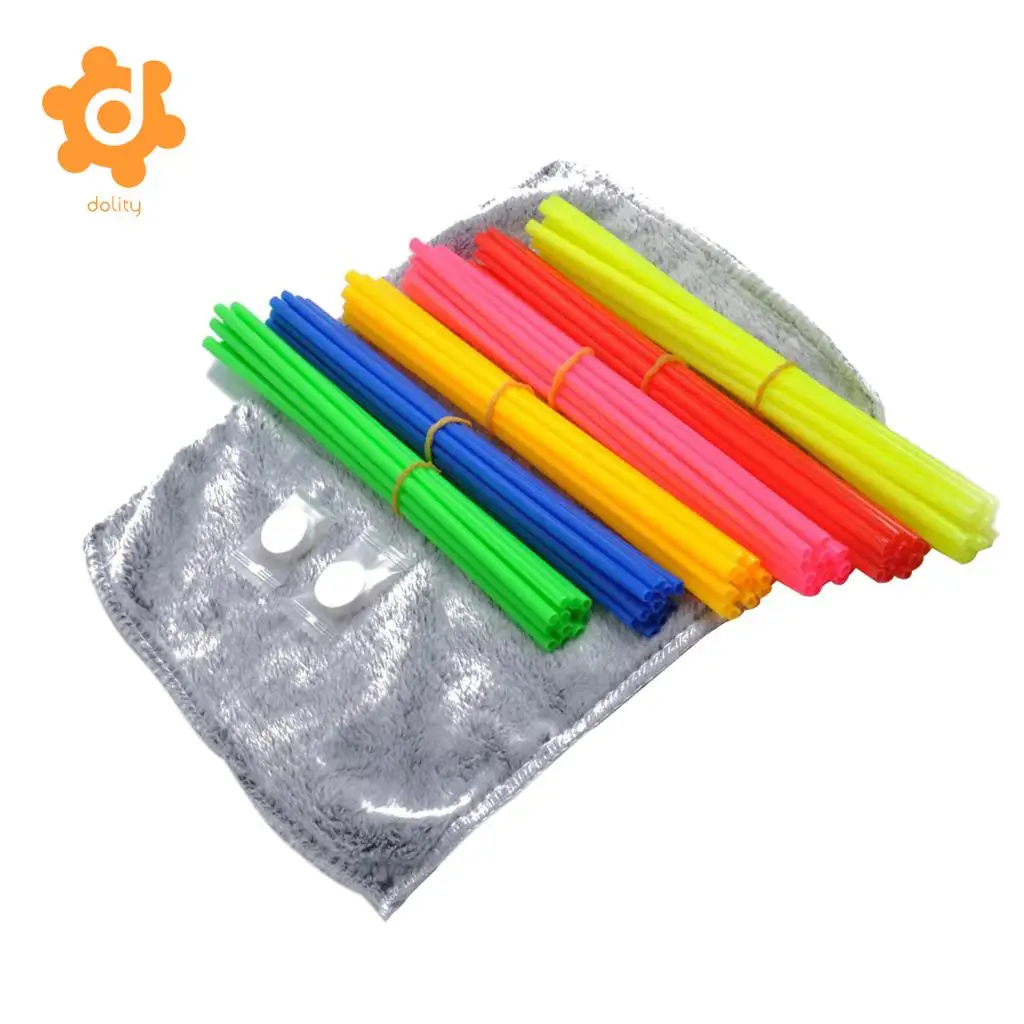 72Pcs Motorcycle Wheel Spoke Wrap Skin Coat Trim Cover Pipe with Towel