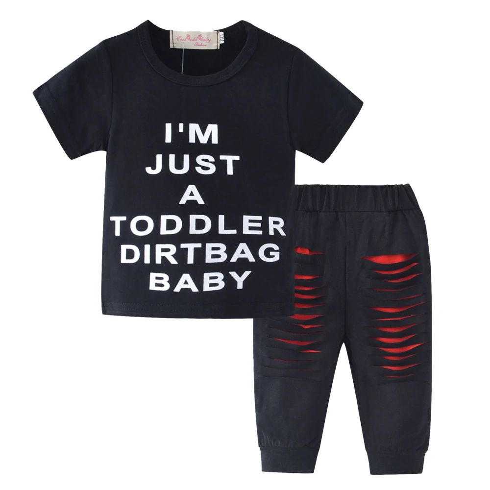 Baby Boy Girl Clothes Summer Toddler Short Sleeve Fashion Letter T-shirt+Pants Infant 3Pcs Outfit Clothing Set | Детская одежда и