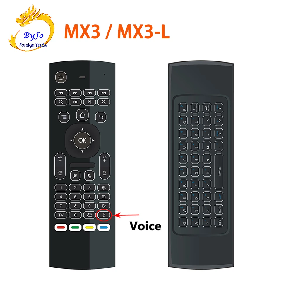 

MX3 MX3-L Air Fly Mouse 2.4GHz Wireless Keyboard Remote Control Somatosensory IR Learning Mic for Android TV Box