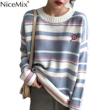 NiceMix Autumn Stripe Sweater Women Pullovers Embroided Jumpers Korean Winter Clothes Women Pull Hiver Femme 2019
NiceMix Autumn Stripe Sweater Women Pullovers Embroided Jumpers Korean Winter Clothes Women Pull Hiver Femme 2019
