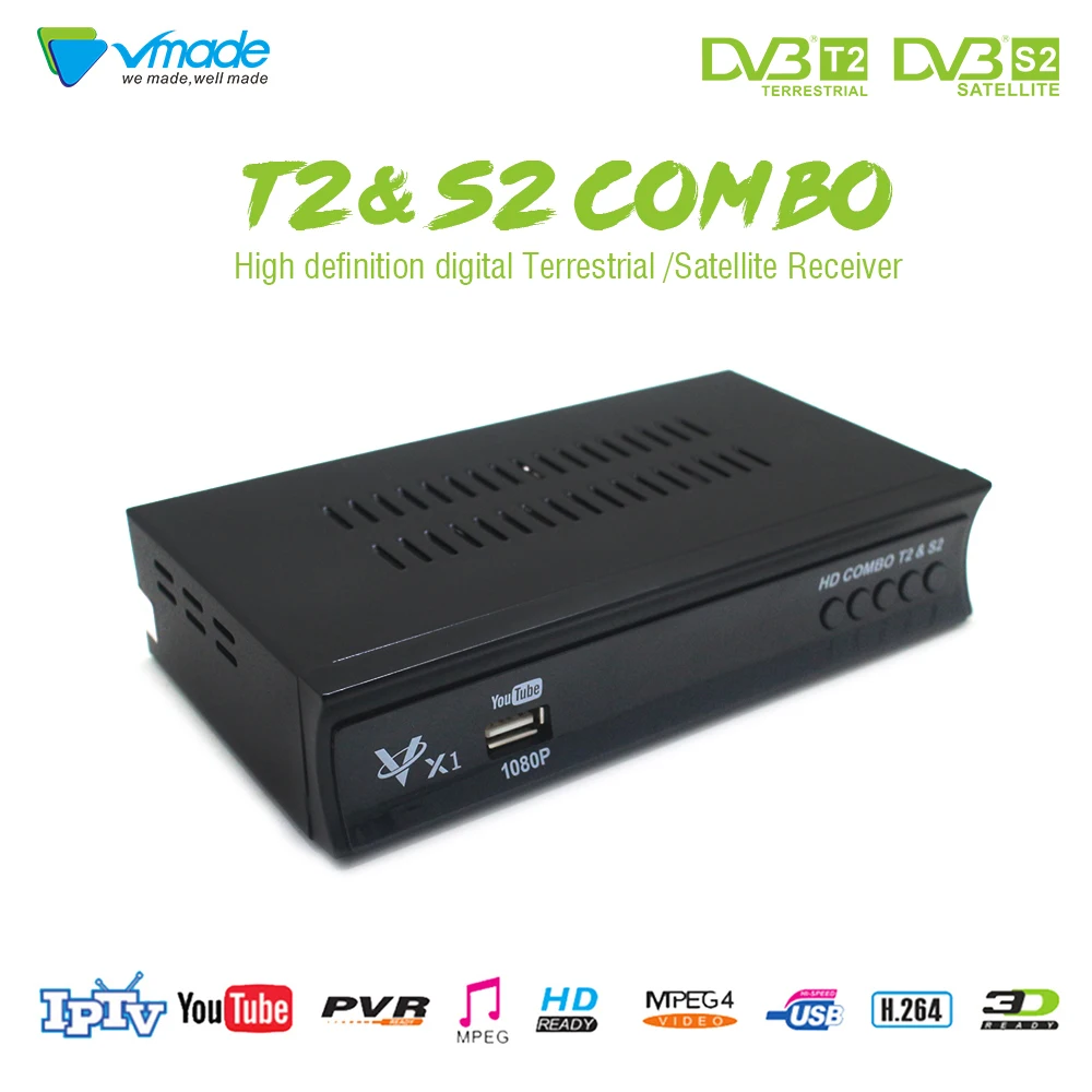 Vmade Fully HD Digital DVB T2 S2 Receiver H.264 1080p Support Dolby AC3 CCCAM DVB T2 S2 Terrestrial Satellite Combo TV Receiver
Vmade Fully HD Digital DVB T2 S2 Receiver H.264 1080p Support Dolby AC3 CCCAM DVB T2 S2 Terrestrial Satellite Combo TV Receiver