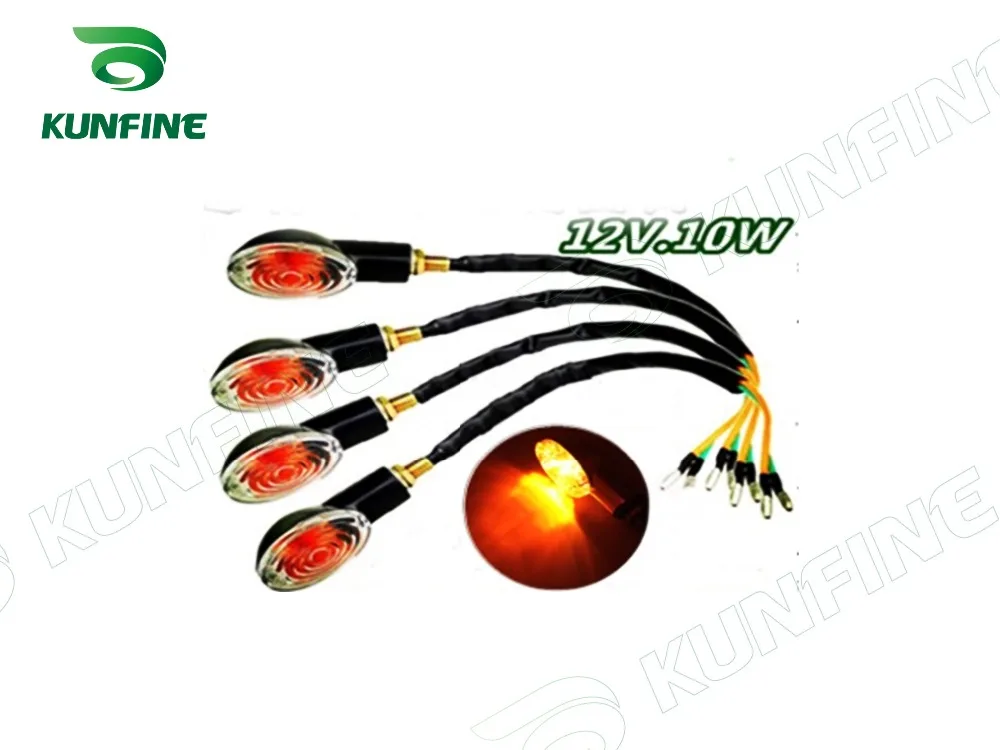KUNFINE 4PCS Universal Motorcycle LED Turn Signal Indicators light Blinkers Flexible Bendable Amber Light A (1)