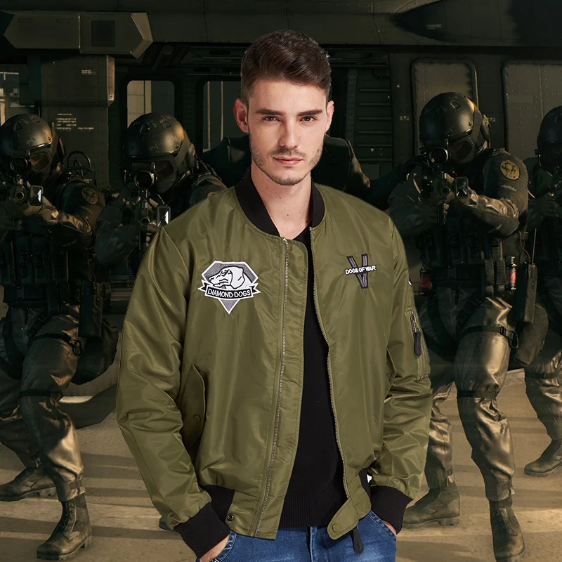 Mens Flight Jacket Metal Gear Solid V The Phantom Pain Venom Snake Jacket Olive Coat Baseball Uniform for Man
Mens Flight Jacket Metal Gear Solid V The Phantom Pain Venom Snake Jacket Olive Coat Baseball Uniform for Man