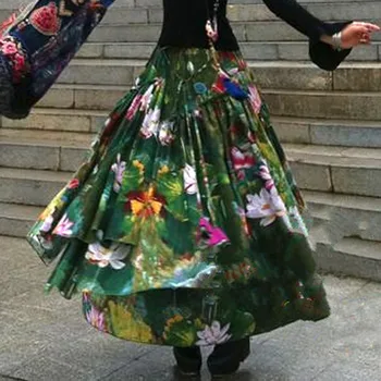 2019 new national style / Chinese style long skirt female spring and autumn printed cotton and linen swing skirt/women skirts
2019 new national style / Chinese style long skirt female spring and autumn printed cotton and linen swing skirt/women skirts