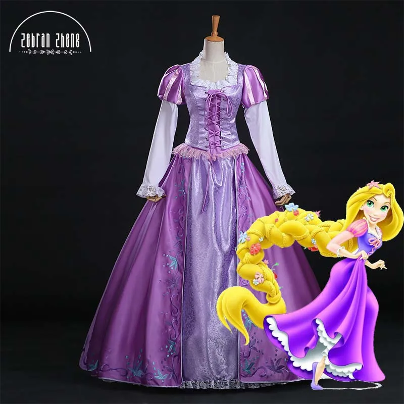 Tangled Princess Rapunzel Party Dress COSplay Costume Adult Costumes Halloween