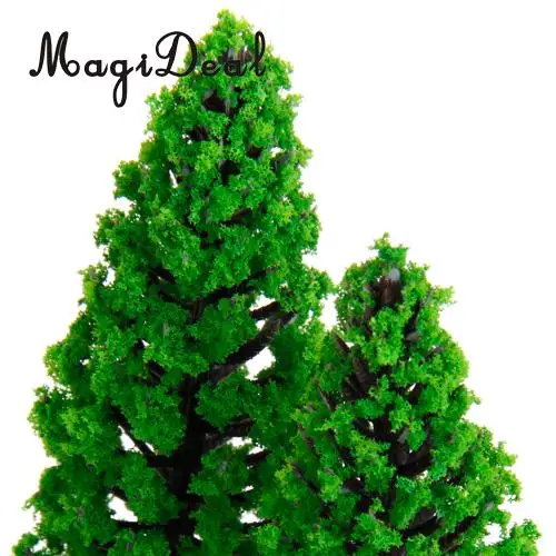 MagiDeal 10Pcs 1/50 Scale Green Train Set Scenery Landscape Plastic Model Tree for House Party Festival Xmas Garden Decor Layout