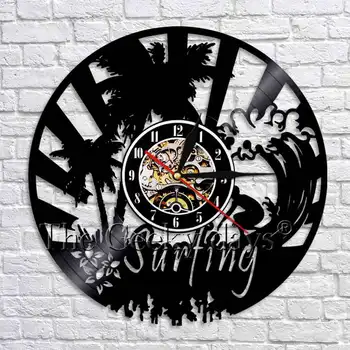 Surfing Art Wall Decor Modern Design Vinyl Record Wall Clock Beach Scence Surfer Theme Time Clock With Colorful Backlight
Surfing Art Wall Decor Modern Design Vinyl Record Wall Clock Beach Scence Surfer Theme Time Clock With Colorful Backlight
