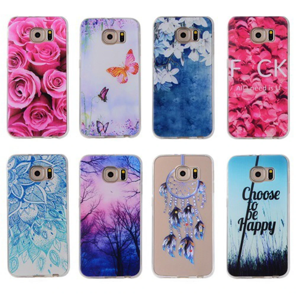 Soft Clear TPU Phone Cases For SamSung Galaxy S6 S7 Edge S8 PLUS Silicone Back Cover Case Coque Floral Cat Flower lace |