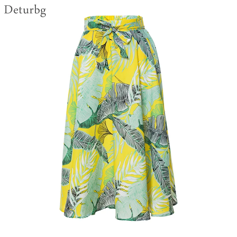 Women's Fashion Leaf Print Midi Floral Skirt Ladies Bow Tied High Waist Pleated Boho Beach Skirts Saias faldas 2019 Summer SK348
Women's Fashion Leaf Print Midi Floral Skirt Ladies Bow Tied High Waist Pleated Boho Beach Skirts Saias faldas 2019 Summer SK348